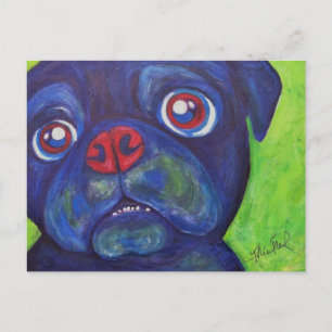 Pug Art "Pugslim enthousiasme" Briefkaart