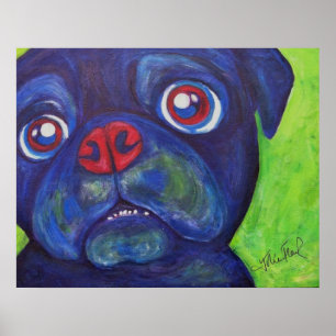 Pug Art "Pugslim enthousiasme" Poster