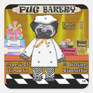 Pug Bakkerij Vierkante Sticker