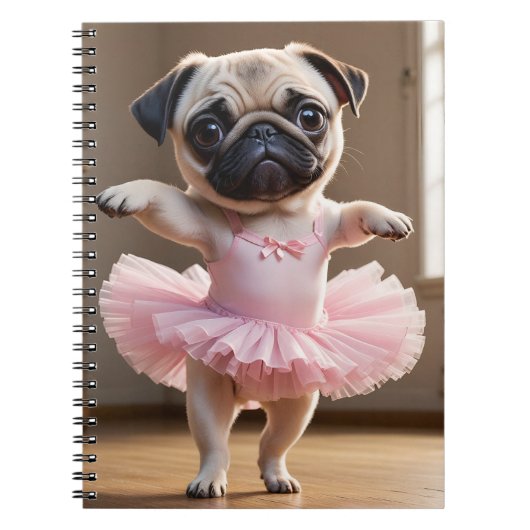 Pug Ballerina Notitieboek (Voorkant)