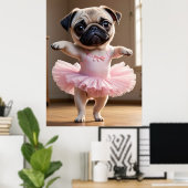 Pug Ballerina Poster (Thuiskantoor)