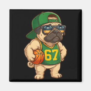 Pug Basketbal Hond 67 Gen Alpha Slang Srts Mannen Magneet