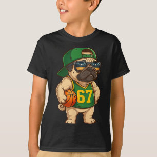 Pug Basketbal Hond 67 Gen Alpha Slang Srts Mannen T-shirt