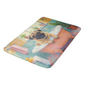 Pug Bath Time Cute Bathroom Decor Badmat (Gekanteld)