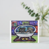 Pug Bathtime Briefkaart (Staand voorkant)