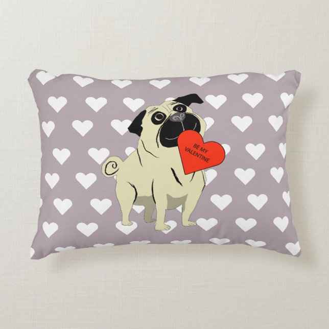 Pug be my Valentine Accent Kussen (Voorkant)