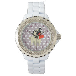 Pug be my Valentine Horloge