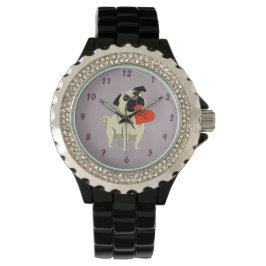 Pug be my Valentine Horloge