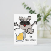 Pug Beer-tijd Briefkaart (Staand voorkant)