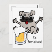 Pug Beer-tijd Briefkaart (Voorkant / Achterkant)