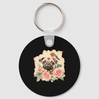 Pug bird cute dog funny pug  sleutelhanger