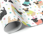 Pug Birthday Party Celebration Cadeaupapier (Rol Hoek)