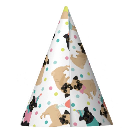 Pug Birthday Party Celebration Feesthoedjes (Achterkant)