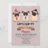 Pug Birthday party-uitnodiging Kaart (Voorkant)