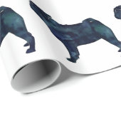 Pug black waterverf silhouet cadeaupapier (Rol Hoek)