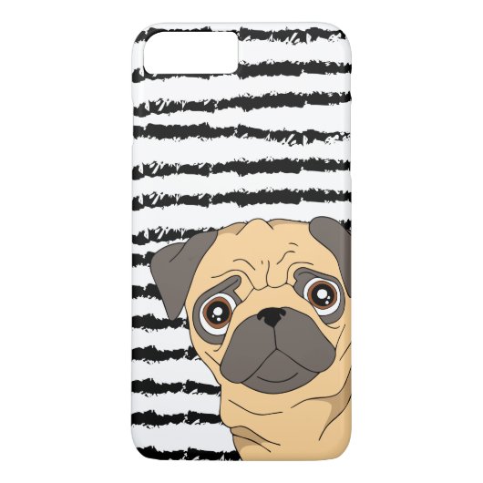 Pug Black White gestript Case-Mate iPhone Case (Achterkant)