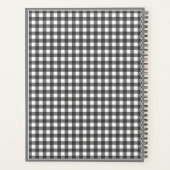 Pug Black White Gingham Aangepaste naam Monogram Planner (Achterkant)