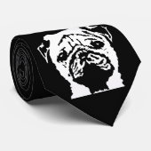 Pug Black & White Pop Art Dog Face Stropdas (Opgerold)