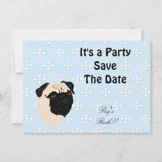 Pug - blauw met wit diamantontwerp kaart