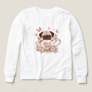 Pug Bloesem Dromen Kids T-Shirt – Mooie Bloemige P