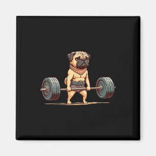Pug Bodybuilder Gym Humor Gewichtheffen Workout M Magneet