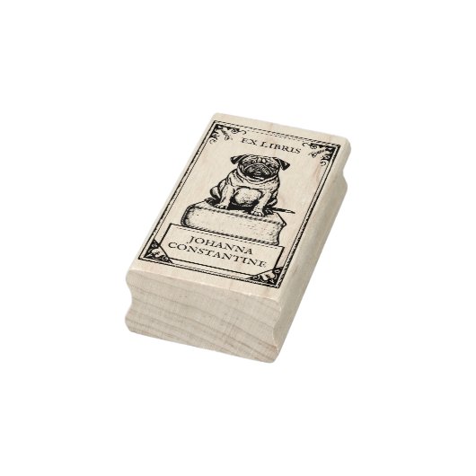  Pug Bookplate Rubberstempel (Stempel)