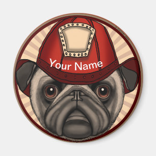 Pug brandweerman magneet