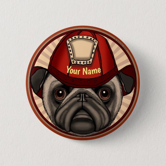 Pug brandweerspeld ronde button 5,7 cm (Voorkant)