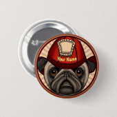 Pug brandweerspeld ronde button 5,7 cm (Voorkant /achterkant)