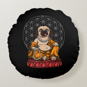 Pug Buddha Dog Zen Yoga Meditation Pet Rond Kussen