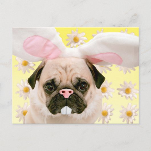 Pug Bunny Ears Briefkaart (Voorkant)