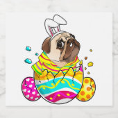 Pug Bunny Ears Hondenliefhebber Easter Day Cute Bier Etiket (Enkel label)