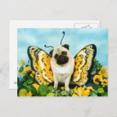 Pug Butterfly Briefkaart (Voorkant / Achterkant)