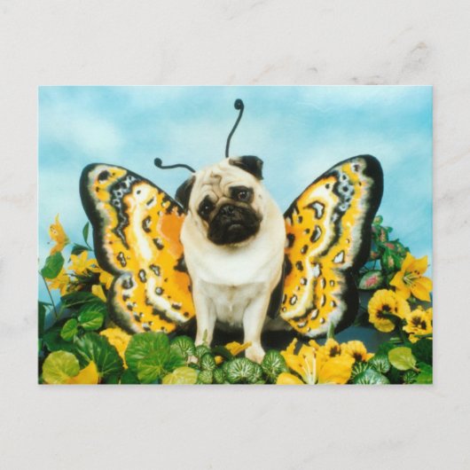 Pug Butterfly Briefkaart (Voorkant)