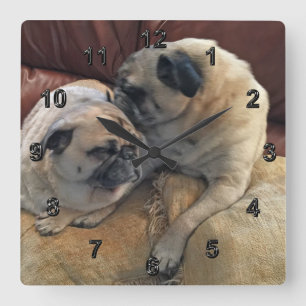 Pug-cadeautjes voor pug-overs of uw FOTO-klok Vierkante Klok