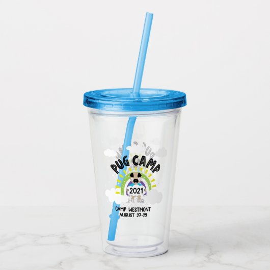 Pug Camp 2021 Acryl Drinkbeker (Achterkant)