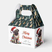 Pug Canine Retro Schattige Kerstmis Bedankdoosjes (Achterkant)