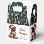 Pug Canine Retro Schattige Kerstmis Bedankdoosjes (Geopend)