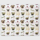 Pug Celebration Wrapping Paper Cadeaupapier (Vlak)