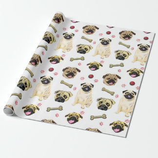 Pug Celebration Wrapping Paper Cadeaupapier