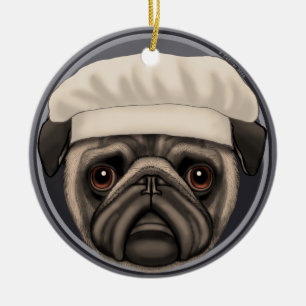 Pug Chef Keramisch Ornament