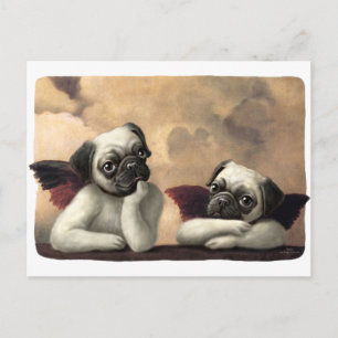 Pug Cherubs Geïnspireerd door Raphael Briefkaart