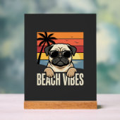 Pug Chien Ambiance Plage Coucher de Soleil (Neutre)