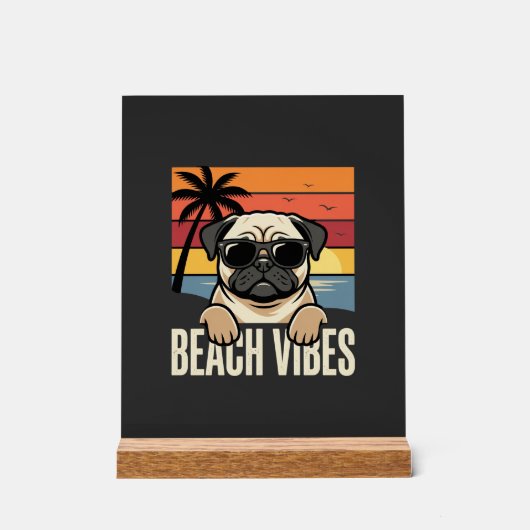 Pug Chien Ambiance Plage Coucher de Soleil (Recto)