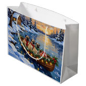 Pug Christmas Boat Holiday Groot Cadeauzakje (Achterkant Gekanteld)
