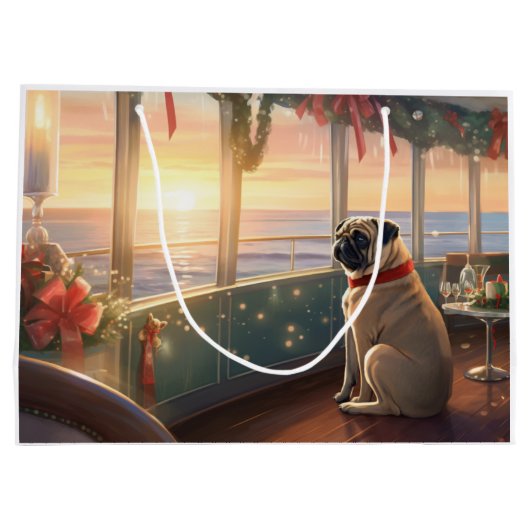 Pug Christmas Cruise: Pawsome Holiday Delight Groot Cadeauzakje (Achterkant)