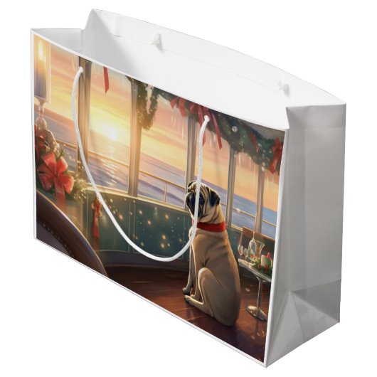 Pug Christmas Cruise: Pawsome Holiday Delight Groot Cadeauzakje (Achterkant Gekanteld)