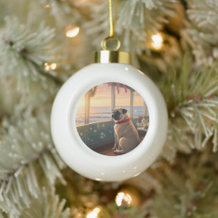 Pug Christmas Cruise: Pawsome Holiday Delight Keramische Bal Ornament