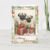 Pug Christmas Feestdagen Kaart (Voorkant)