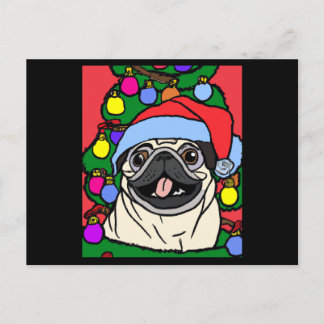 Pug Christmas Pug With Christmas Hat And Briefkaart